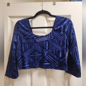 🟦Urban Outfitters Blue Velvet Crop Top